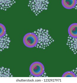 Cup of coffee or tea on beans background seamless pattern.