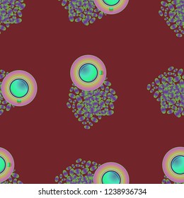 Cup of coffee or tea on beans background seamless pattern.