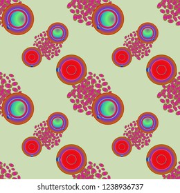Cup of coffee or tea on beans background seamless pattern.