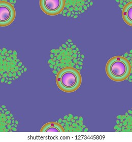 Cup of coffee or tea on beans background seamless pattern.