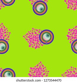 Cup of coffee or tea on beans background seamless pattern.