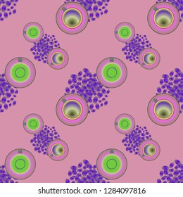 Cup of coffee or tea on beans background seamless pattern.