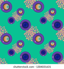 Cup of coffee or tea on beans background seamless pattern.