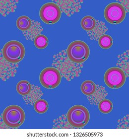 Cup of coffee or tea on beans background seamless pattern.