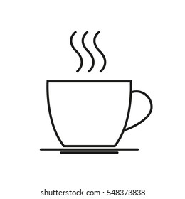 Cup of coffee or tea. Outline icon of cup with hot drink. Vector illustration.