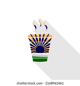 A cup of coffee or tea painted with the colors of the Indian flag.