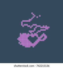 Cup of Coffee or Tea, Pixel Art. Vector, Illustration