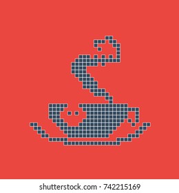 Cup of Coffee or Tea, Pixel Art. Vector, Illustration