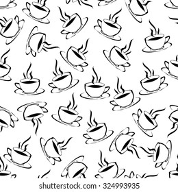 A cup of coffee / tea. Seamless pattern / background. Vector Illustration