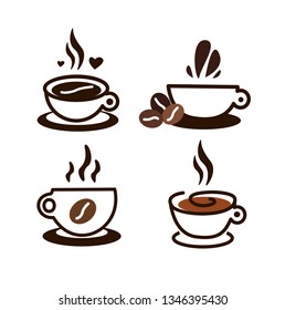 cup of coffee or tea. Set. Logo. Icon