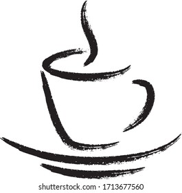 Cup of coffee and tea in simplified design