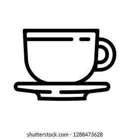 Cup of coffee or tea. Single outline Icon, isolated on white background.