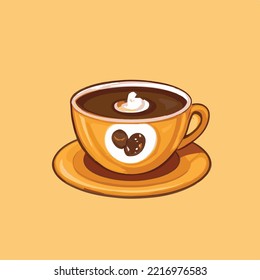 cup of coffee or tea. Coffee cup with smoke float up. Vector Illustration