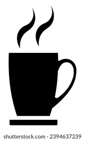 Tasse Kaffee und Tee mit Rauch. Hot Drink Symbol auf transparentem Hintergrund. Vektorgrafik