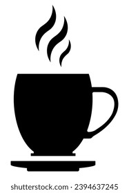 Cup of coffee and tea with smoke. Hot drink icon on transparent background. Vector illustration