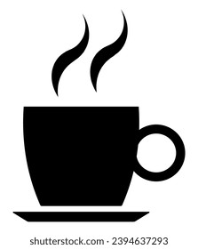 Cup of coffee and tea with smoke. Hot drink icon on transparent background. Vector illustration
