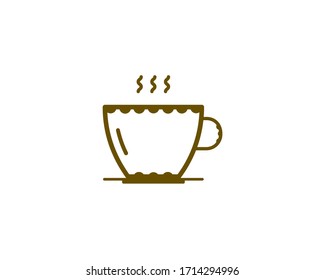 cup of coffee tea and smoke with steam line icon 