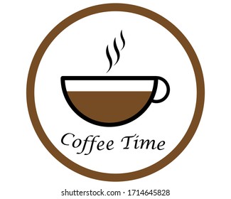 cup of coffee tea and smoke with steam line icon,coffee time