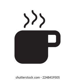 cup of coffee tea with steam black icon vector illustration 