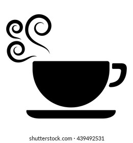 cup of coffee tea with steam black simple icon