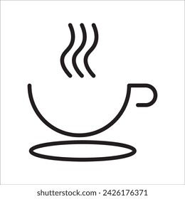 Cup of coffee tea with steam icon in black simple design on an isolated background. EPS 10 vector
