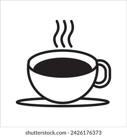 Cup of coffee tea with steam icon in black simple design on an isolated background. EPS 10 vector