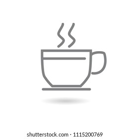 cup of coffee tea with steam line icon black on white