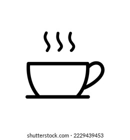 cup of coffee tea with steam line icon black on white