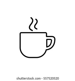 cup of coffee tea with steam line icon black on white