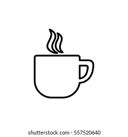 cup of coffee tea with steam line icon black on white