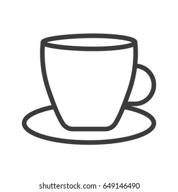 cup of coffee tea with steam line icon black on white