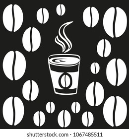 Cup of coffee or tea with steam thin line outline. Icon vector illustration