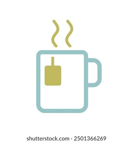 Taza de té de café con el ícono del Vector de vapor. Aparato de cocina. Símbolo del gráfico para cocinar el diseño del Sitio web, logotipo, App, UI