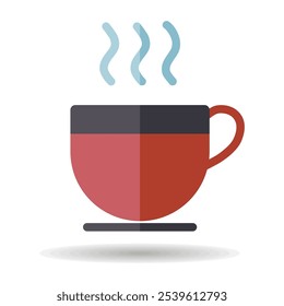 Taza de té de café con el ícono del Vector de vapor. Aparato de cocina. Símbolo del gráfico para cocinar el diseño del Sitio web, logotipo, App, UI