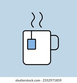 Cup of coffee tea with steam vector icon. Kitchen appliance. Graph symbol for cooking web site design, logo, app, UI