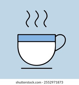 Cup of coffee tea with steam vector icon. Kitchen appliance. Graph symbol for cooking web site design, logo, app, UI