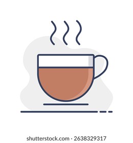 Cup of coffee tea with steam vector icon. Kitchen appliance. Graph symbol for cooking web site design, logo, app, UI