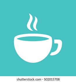 cup of coffee tea with steam white simple icon