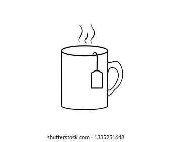 Cup (coffee, tea) thin line icon, food and drink, hot tea sign, vector graphics, a linear pattern on a white background.