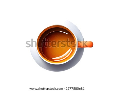 Cup of coffee or tea, top view