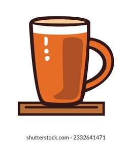 Cup of coffee or tea vector icon design. Colorful flat icon.