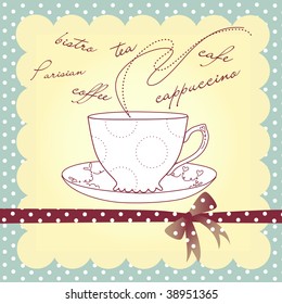 Cup of coffee or tea. Vector illustration.