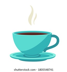 A Cup of Coffee or Tea ,with  flat aqua blue color,for poster or graphic vector files for Cafeteria, Posters, Cards, Banners, menus