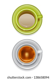 Cup of coffee and tea.Vector illustration