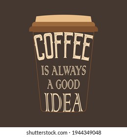 Cup of coffee text vintage