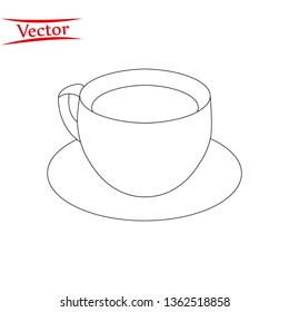 cup of coffee thin line outline icon eps10