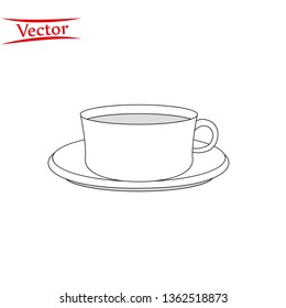 cup of coffee thin line outline icon eps10