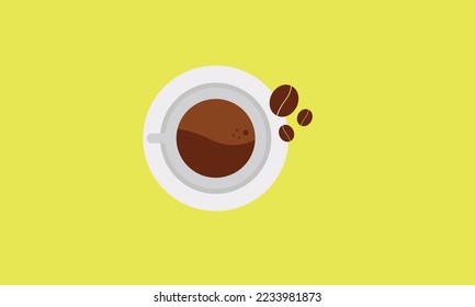 Cup of coffee top view.