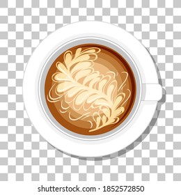 A cup of coffee top view isolated on transparent background illustration