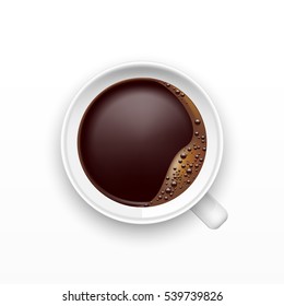 A Cup Of Coffee, Top View, Realistic Vector